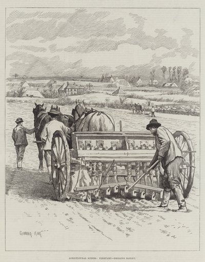 Agricultural Scenes, February, drilling Barley by Gunning King